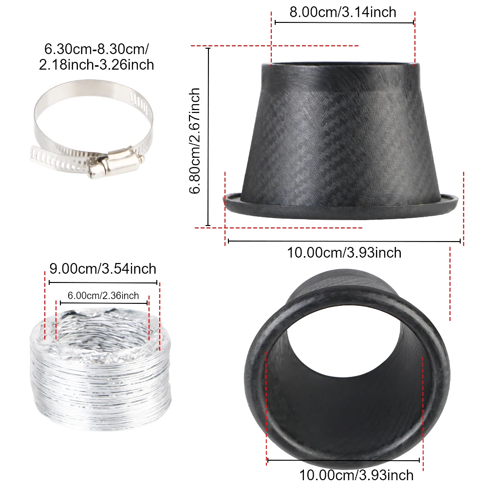 قمع الهواء الأنابيب مجموعة توربو مدخل الهواء Tuyere تنفيس الهواء أنبوب عدة فوهات مستديرة/مربع سيارة المصد الأمامي نظام دخول الهواء العالمي #3