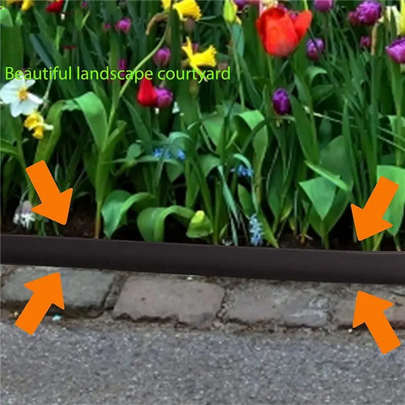 AB11-2X Landscape Edging,16.4FT Garden Edging With 15 Edging Stakes, Rubber Landscaping Edging For Yard Edging Borders Black