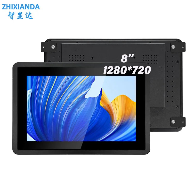 Factory Price 8 Inch 1280*720 LCD Touch Screen Display Waterproof Industrial Grade Embedded Pure Flat Screen Monitor