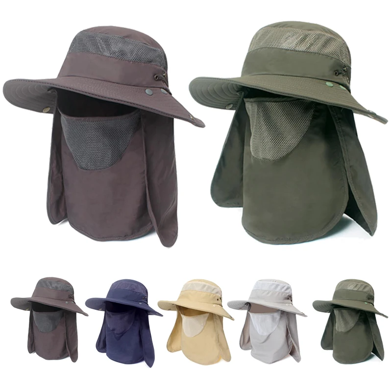 2In1 Men Women's Sun Fishing Hat UPF50+ Anti-UV Outdoor Quick-Drying Summer Hat Sunshade Climbing Cap Big Eaves Hat Detachable