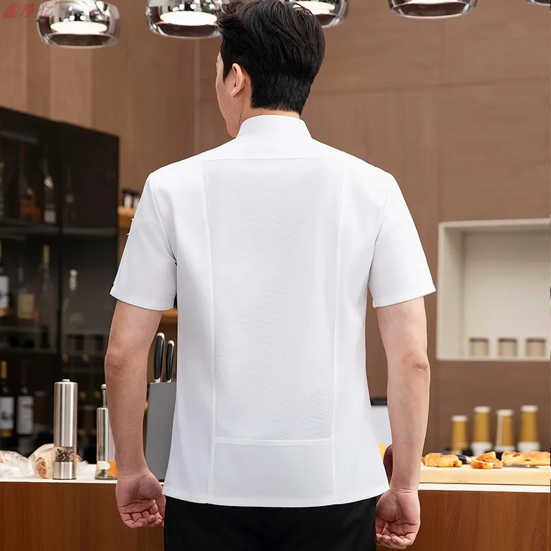 

Summer Thin Breathable Mesh Short Sleeve Chef Jacket for Catering Hotel Restaurant Canteen Pastry Baker Workwear Kitchen Clothes