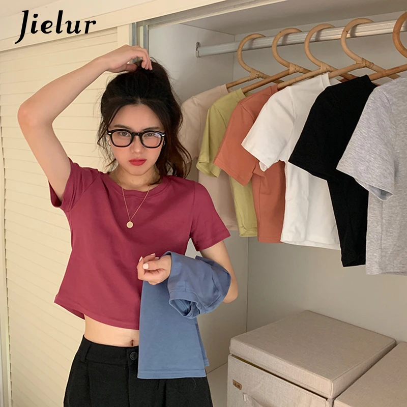 Solid Color Short T-Shirt Summer O-neck T Shirt Women Short Sleeve 8 Colors Slim Hipster Chic Korean Basic Tshirt