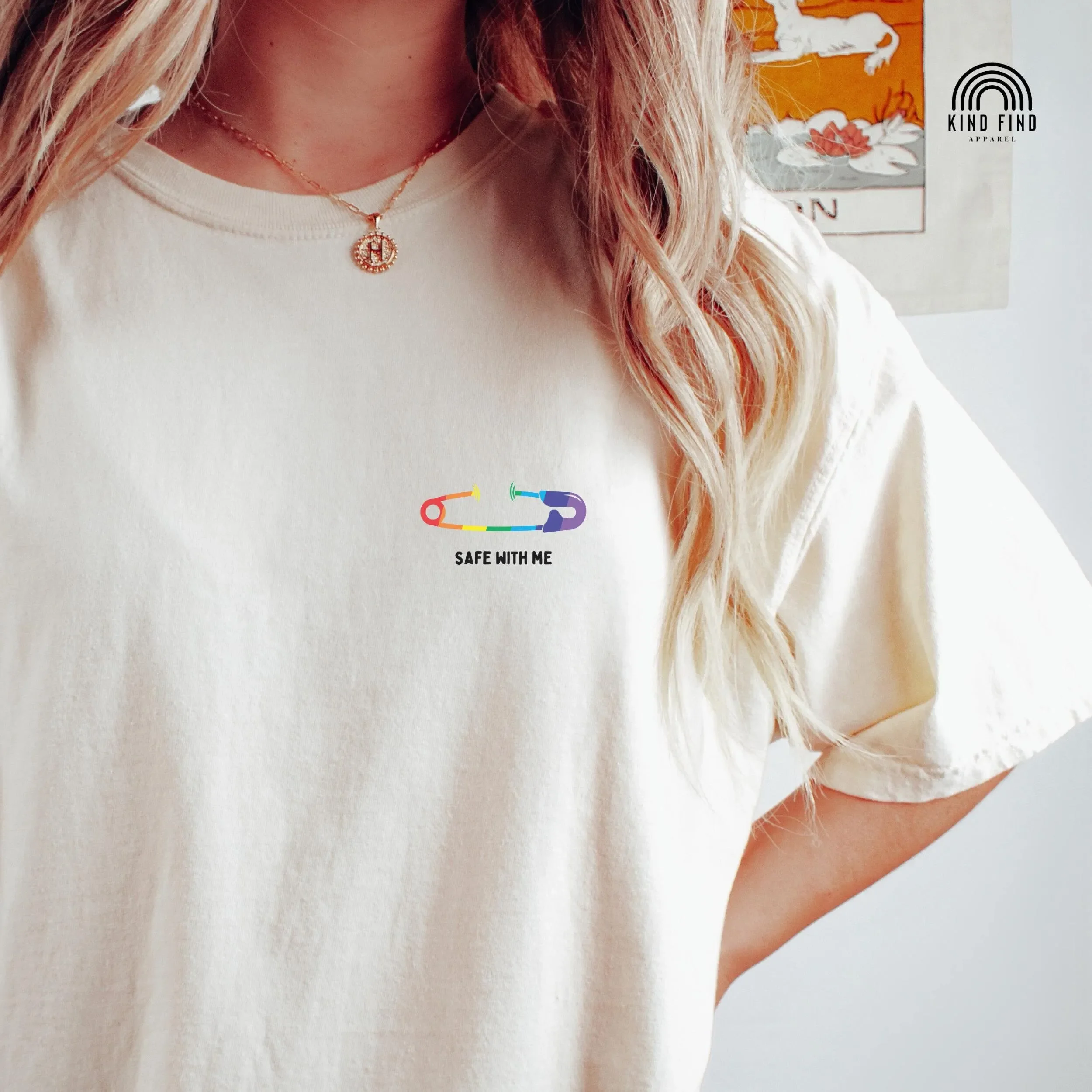 SAFETY PIN T Shirt Safe With Me LGBTQ Person Women s Rights Gay Trans Solidarity Symbol Teacher