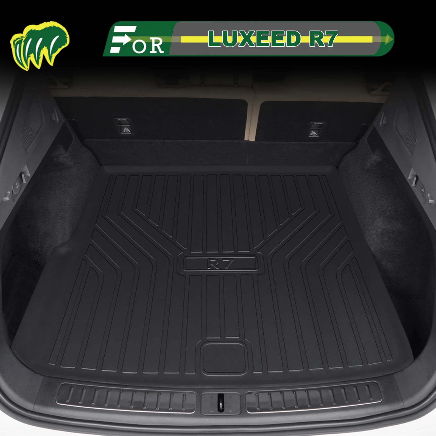 

Для LUXEED R7 2024-2025 TPE индивидуальный коврик для багажника автомобиля всесезонный коврик для багажника 3D-образная подкладка для багажника защитный коврик для спинки стула
