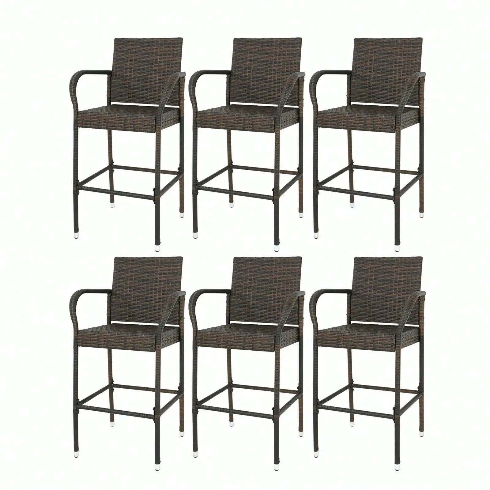 

Furniture Club Chairs Set of 6 Outdoor Wicker Rattan Bar Stool Set Outdoor Patio