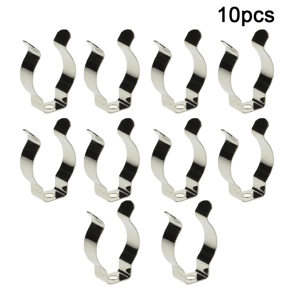 10-Pack Narrow Base Spring Terry Clips Manganese Steel Open Type Tool Storage Hangers For Garage Shed Silver (6mm-28mm)