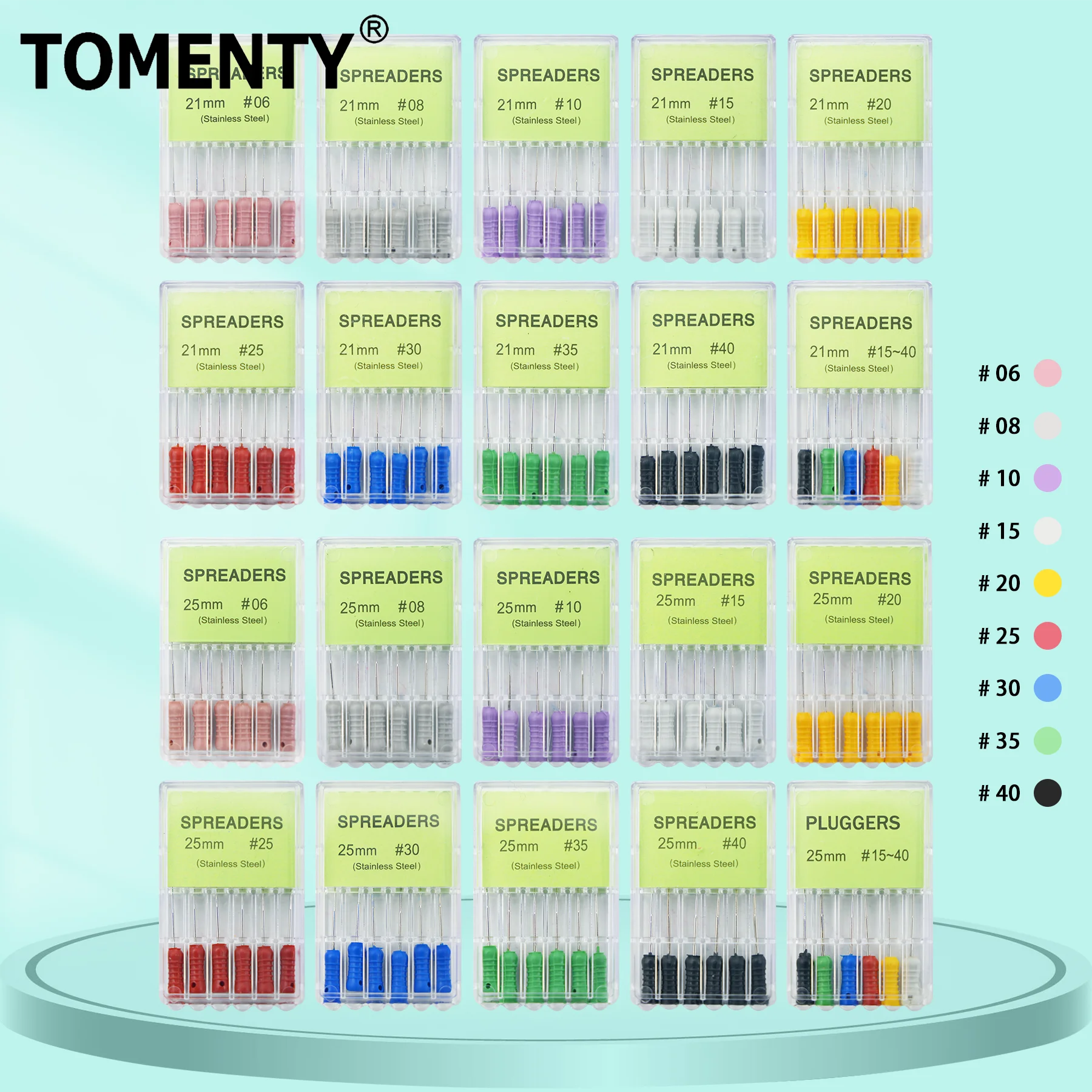 

6Pcs/Box Dental stainless steel Spreaders Tapered Finger spreader for Pluggers Files Endondontics Root cleaning dentistry tools