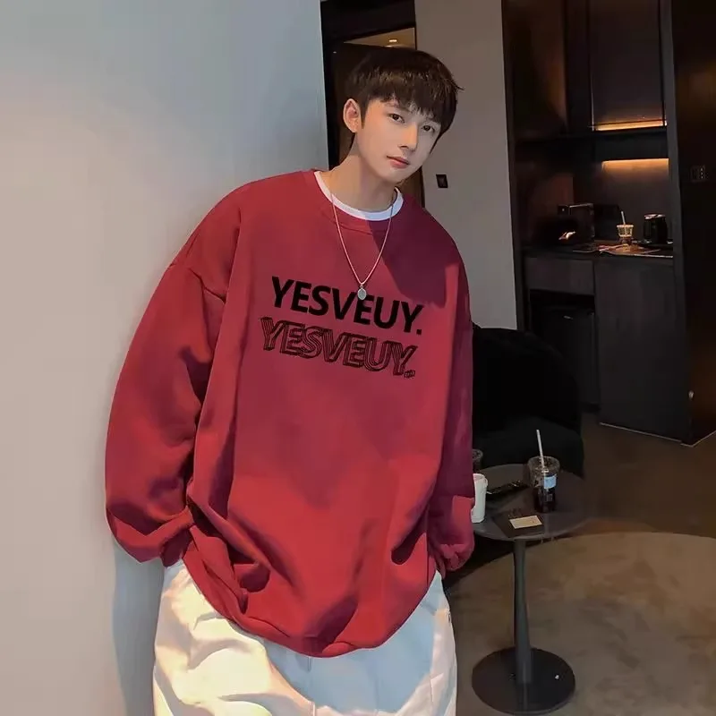 

Большой размер, американский ретро-свитшот с круглым вырезом для подростков, осенне-зимний, модный, устойчивый к сминанию, износостойкий