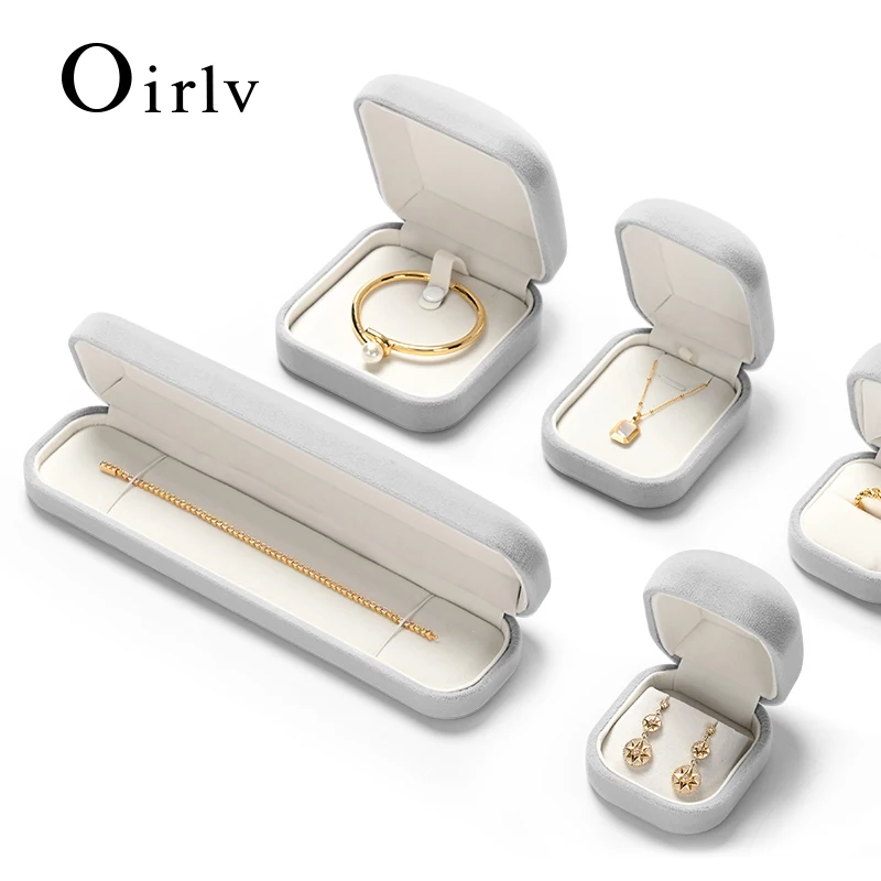 

Oirlv Grey Jewelry Box Velvet Gift Boxes Dainty Ring Earring Necklace Pendent Bangle Bracelet Box Grey Velvet Jewelry Gift Box