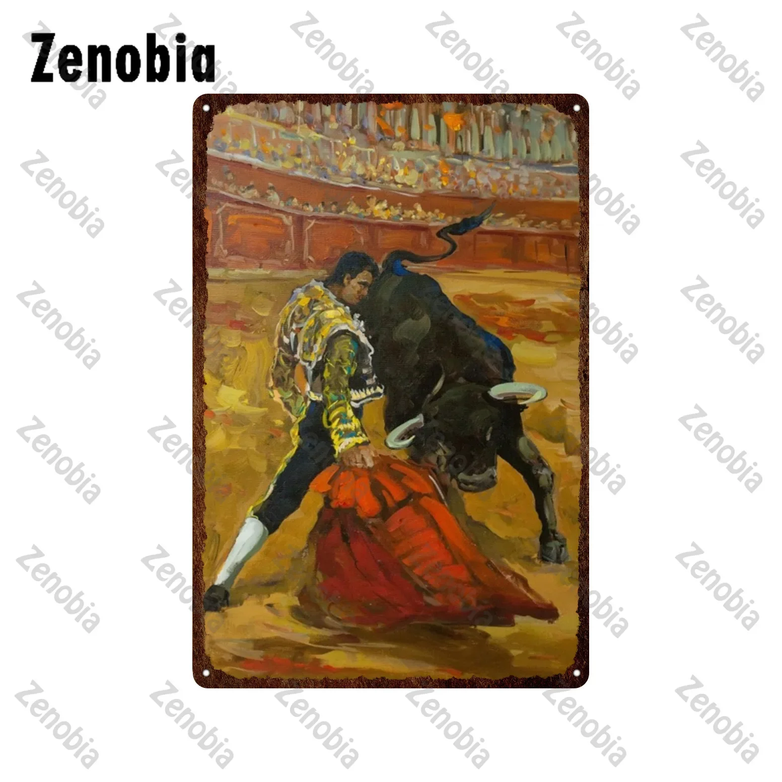 Metal Sign Wall Decor Bullfighting Madrid Western Decorative Tin Plate Metal Poster Home Decoration Vintage Plaque Wall Stickers
