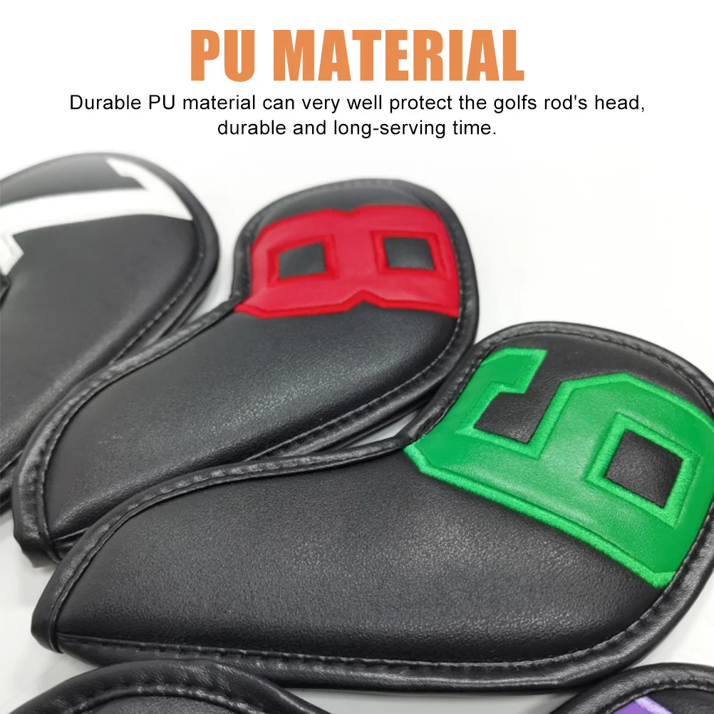 

10Pcs Golf Club Head Covers Premium PU Putter Protectors Durable Mallet Covers Easy on Off Protective Equipment