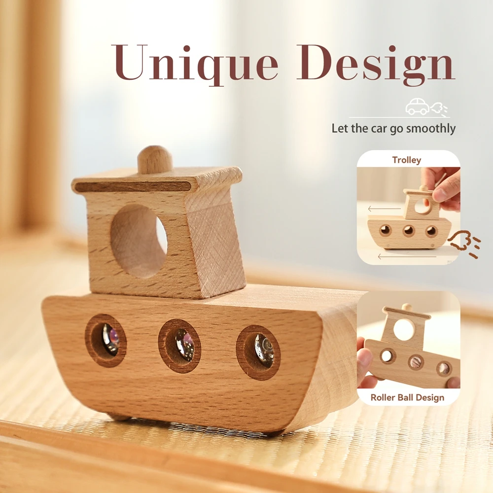 Montessori Baby Ship Toys Educational Games Kids Toddler Wooden Boat Toys For 1 2 Years Creative Montessori Game For Children