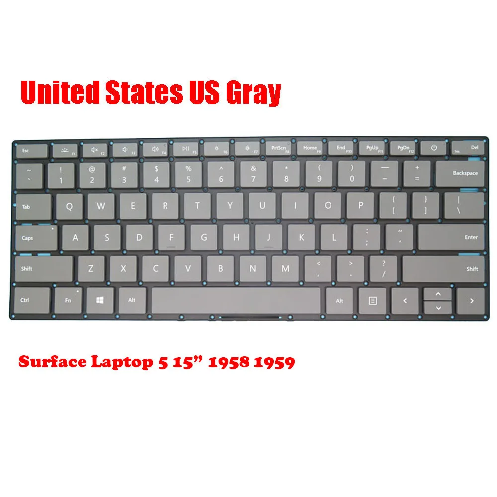Laptop Keyboard For Microsoft surface Laptop 5 15” 1958 1959 United States US/FR/KR/Nordic NE no Frame Without Backlit Film