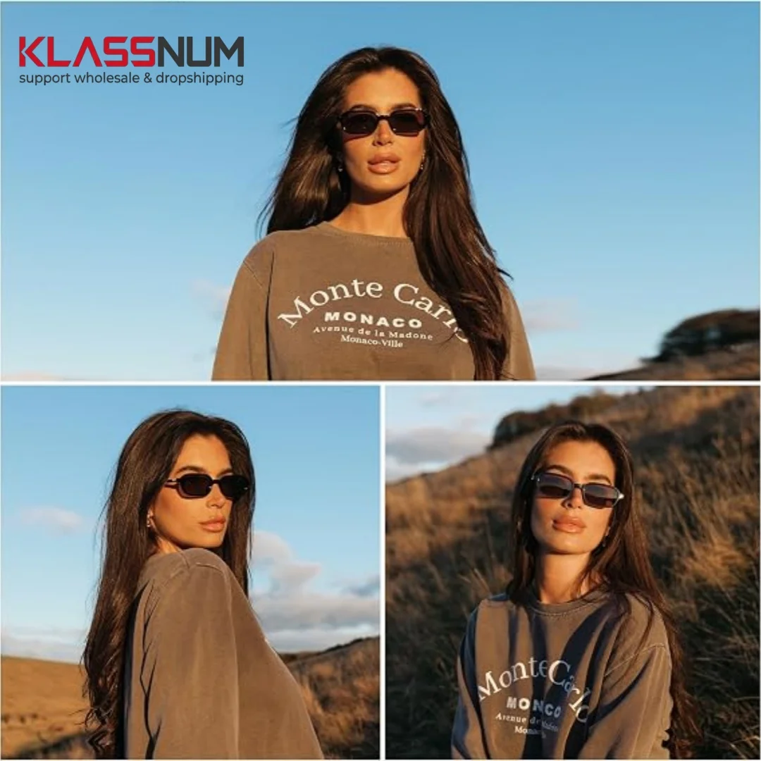 KLASSNUM Retro Rectangular Sunglasses for Women men Vintage 2026 Fashion Trendy Eyewear Sun Glasses UV400 Shades Eyewear
