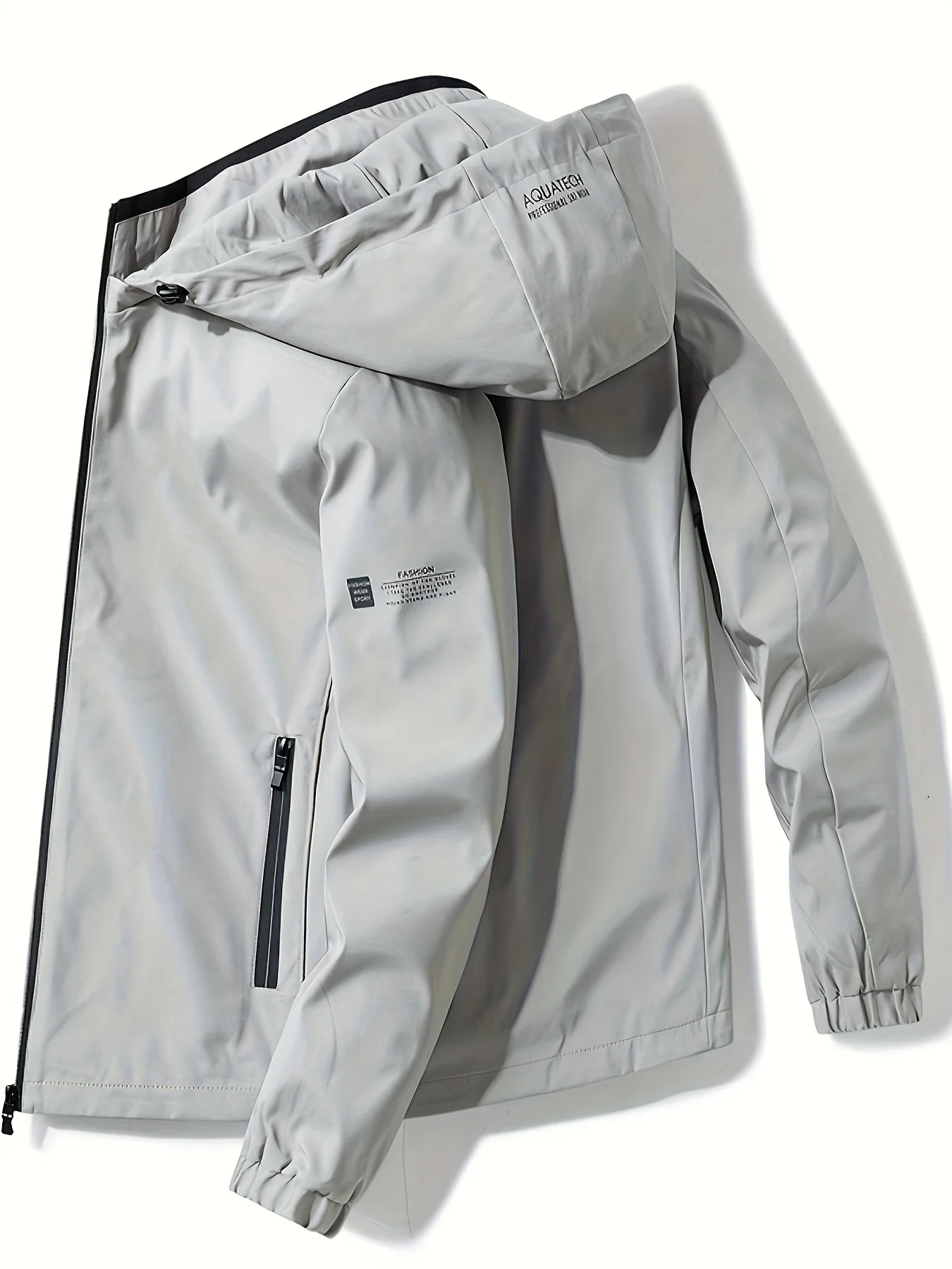 

[Комфорт на каждый день] Мужская приталенная черная куртка с капюшоном — повседневная стильная верхняя одежда с длинными рукавами и карманами на молнии