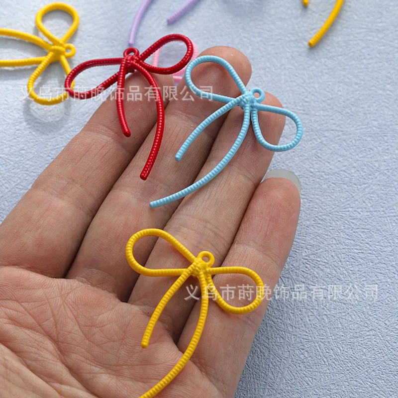 5 pçs pintado colorido webbing arco liga de zinco streamer macaron diy jóias acessórios pingente artesanal