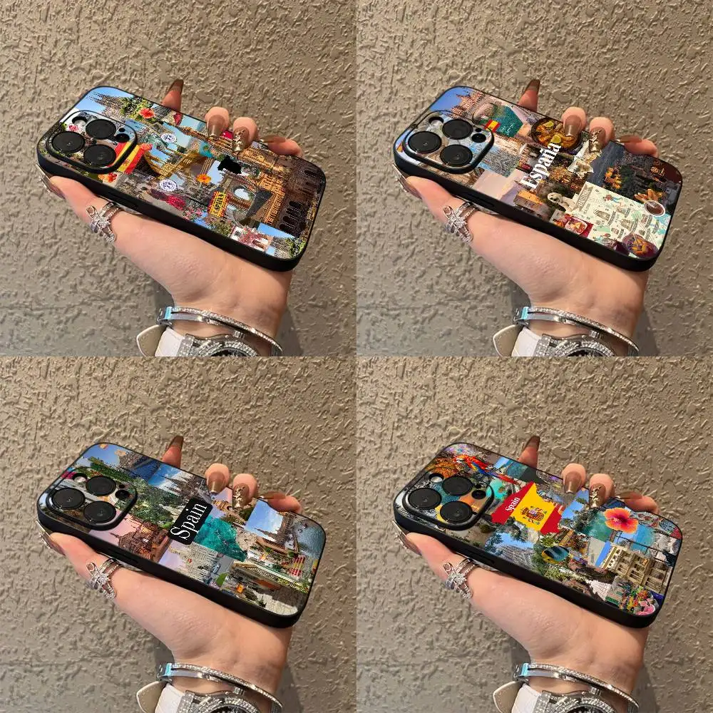 

Spain Travel COLLAGE Phone Case For iPhone 17,16,15,14,13,12,Pro,Max,Plus,E,SE4,Air,Mini Black Soft Box