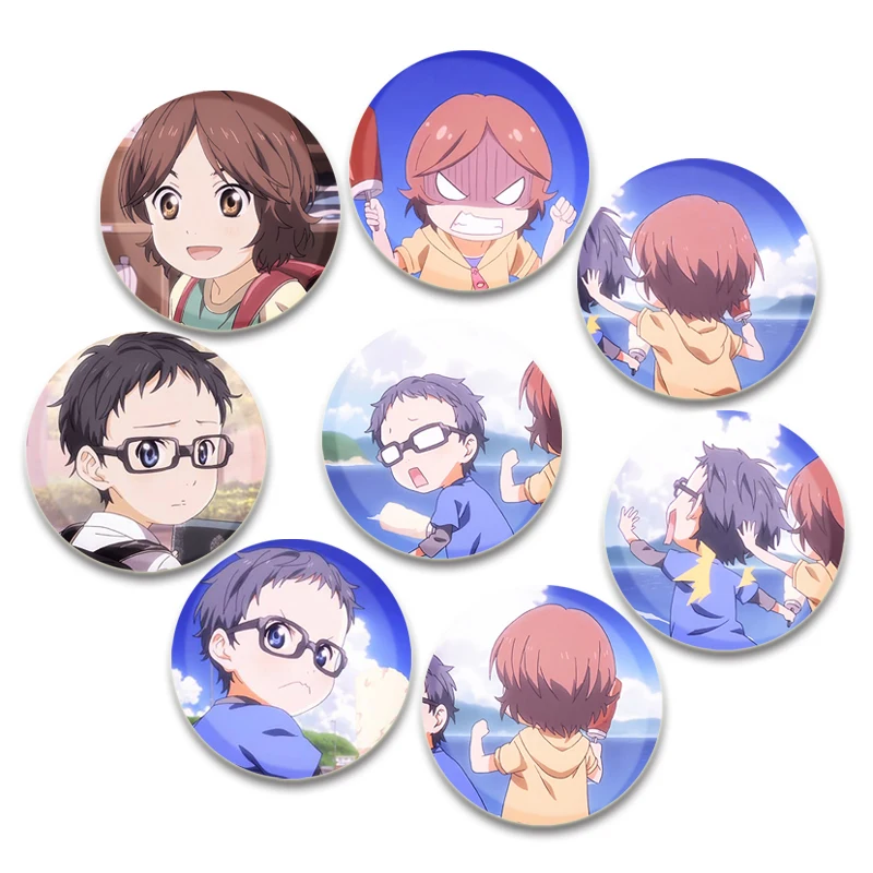 Anime Your Lie in April Pins,Miyazono Kaori/Arima Kousei Cartoon Badge,Handmade Brooches for Backpack Gift Accessory 32/44/58mm