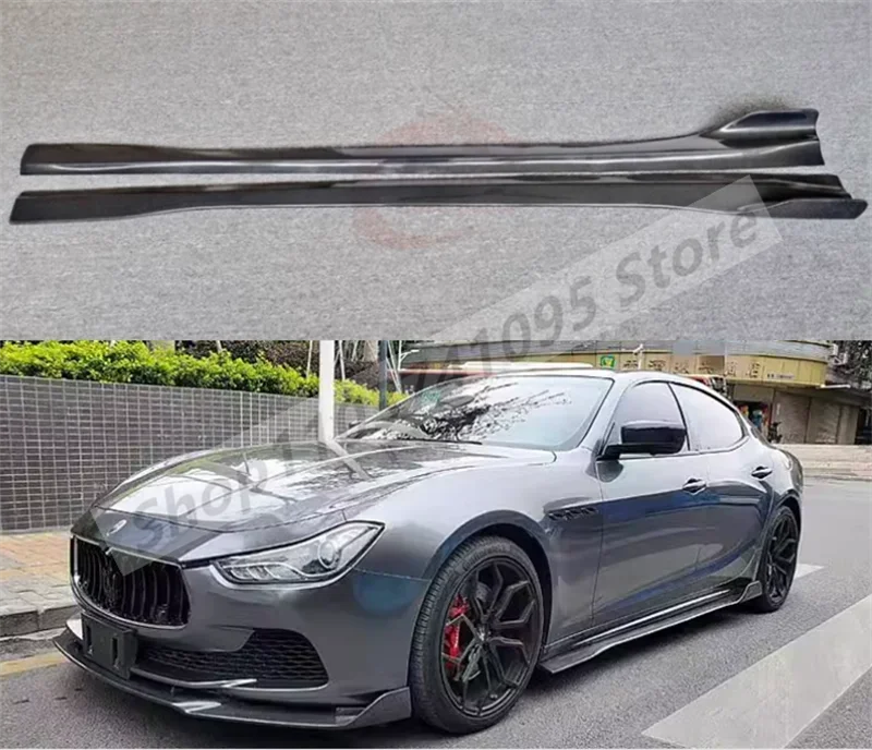 Real Carbon Fiber Side Extension Body Skirts Kit Lip Cover For Maserati Ghibli 2014-2022