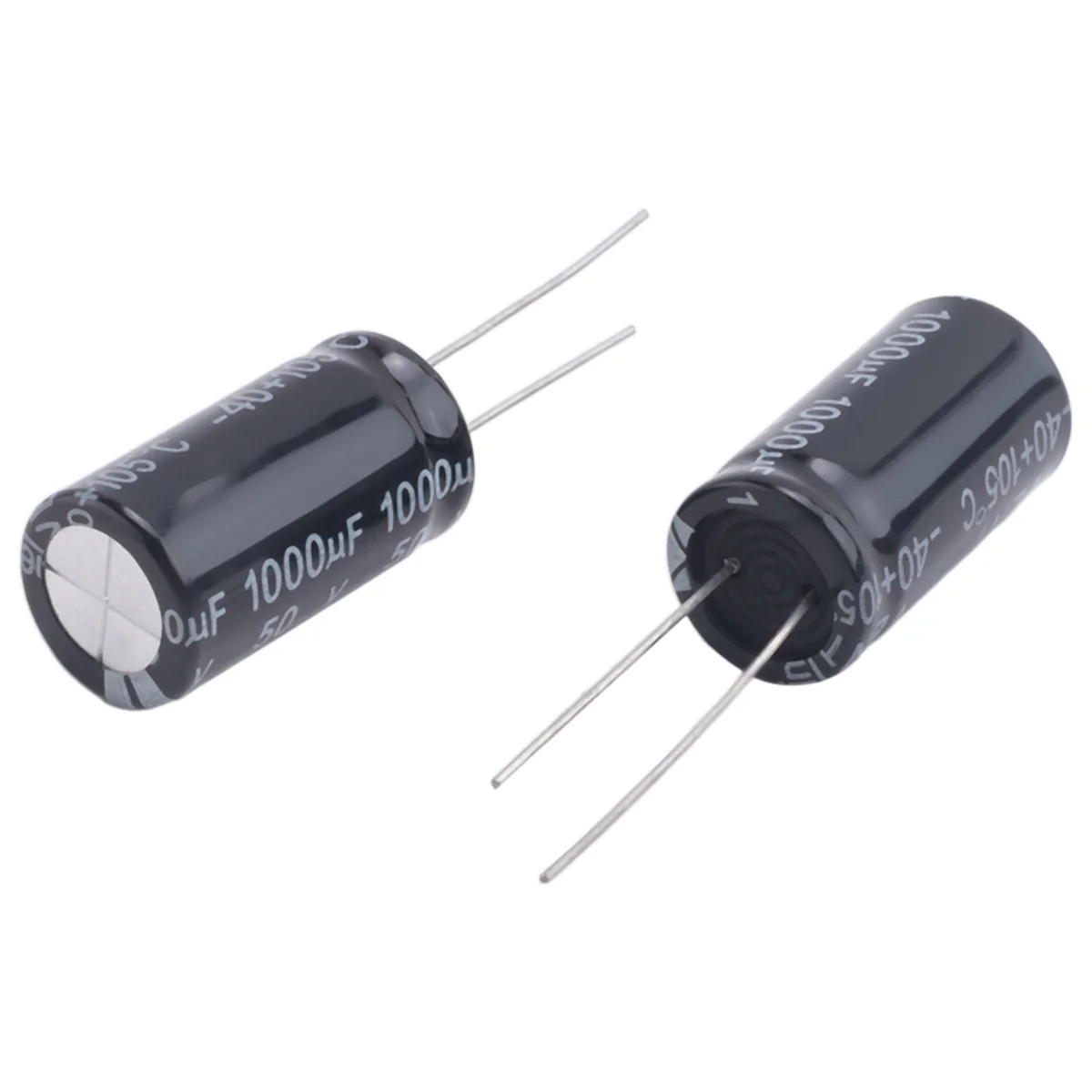 New Radial electrolytic capacitor 50 V 1000 u F 105 C 25 x 13 mm - Black (2 packs)