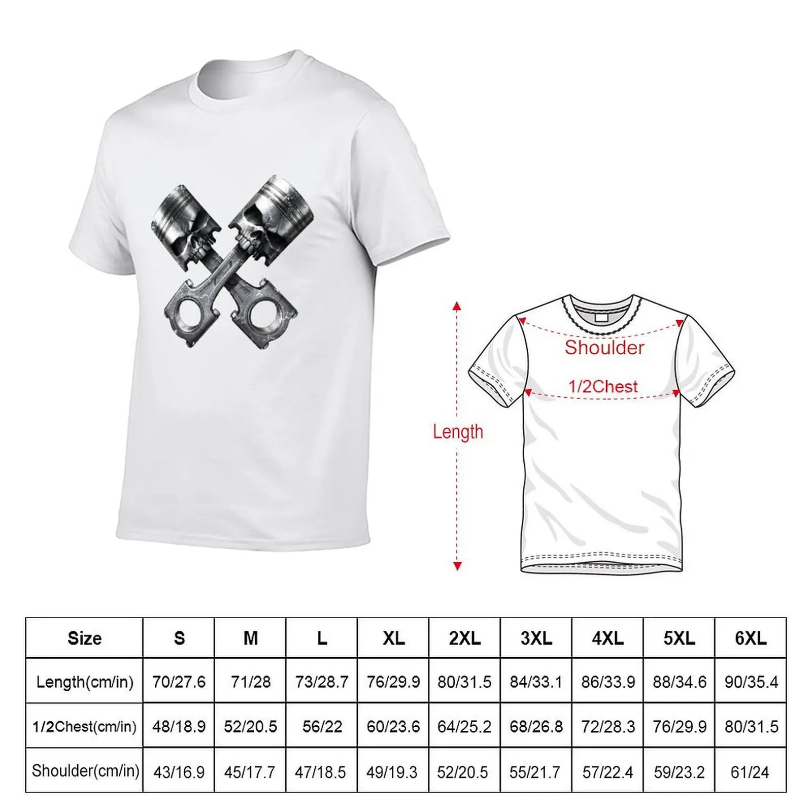 Crossed Skull Pistons T-Shirt man t shirt heavy cotton anime t shirts for man T-Shirt