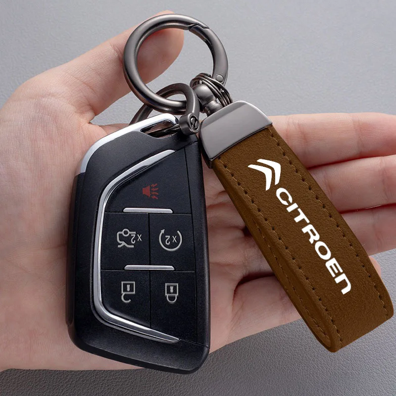 موضة الجلد المدبوغ سيارة شارة المفاتيح كيرينغ مفتاح سلسلة قلادة لسيتروين C1 C2 C3 C4 C5 C6 C8 C4L DS3 DS4 DS5 LS DS6 جراند بيكاسو