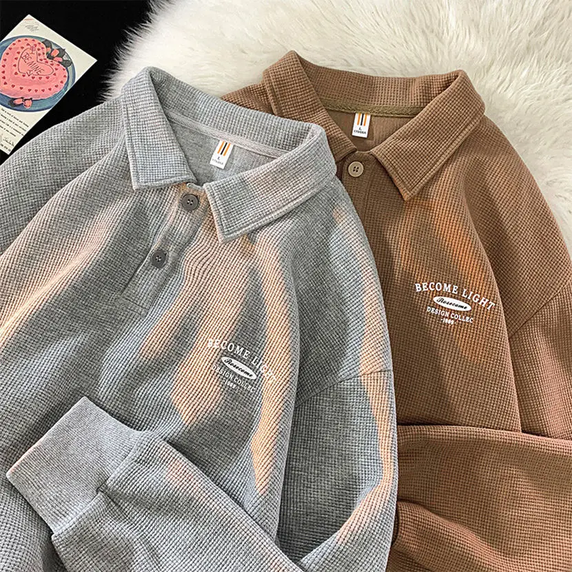 

Повседневная мужская толстовка с длинными рукавами на весну и осень, модная молодежная одежда свободного кроя в гонконгском стиле