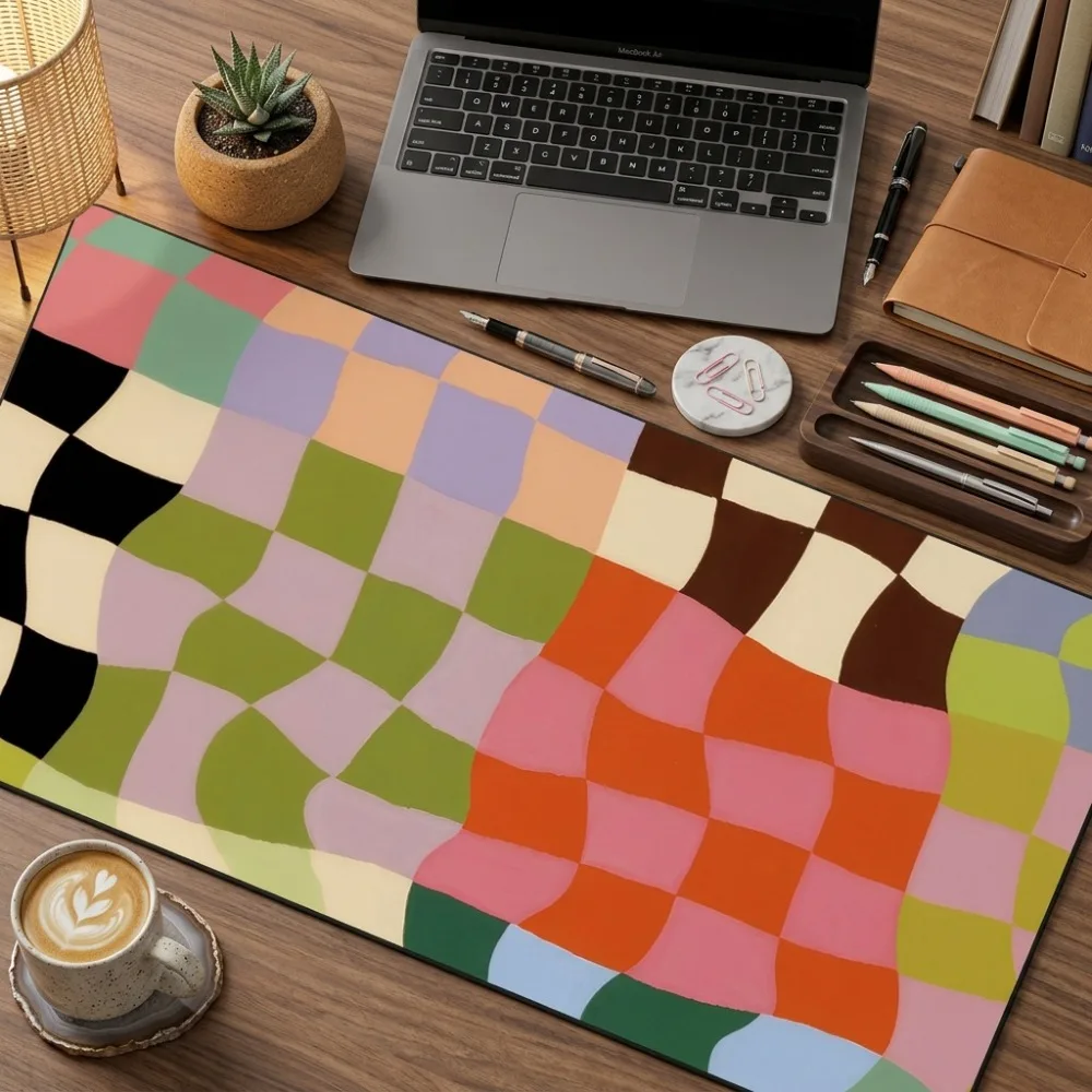 CIFBUY Rubber Base Sturdy Desk Pad Office Computer Colorful Irregular Artistic Cube Design Gift Office Supplies Long-Lasting