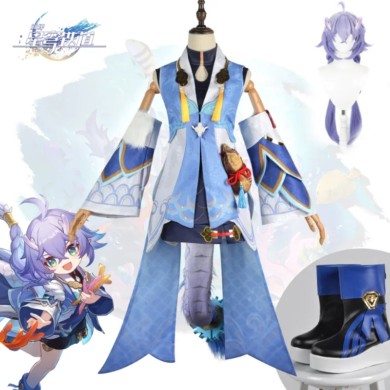 XS-3XL game honkai star rail Bailu cosplay costume full set with detail textured fabrics accessories Bai Lu cosplay wig outfits