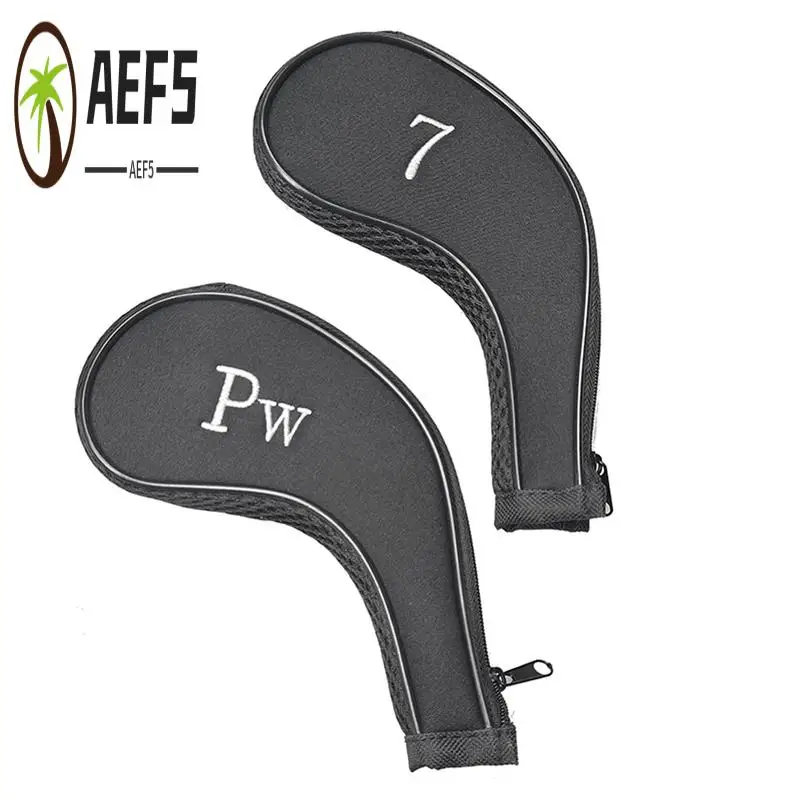 

AEF5-10PCS железные чехлы на голову для гольф-клуба на молнии с номером, чехлы на голову для гольф-клуба для утюга, набор для гольфа, железные головные уборы