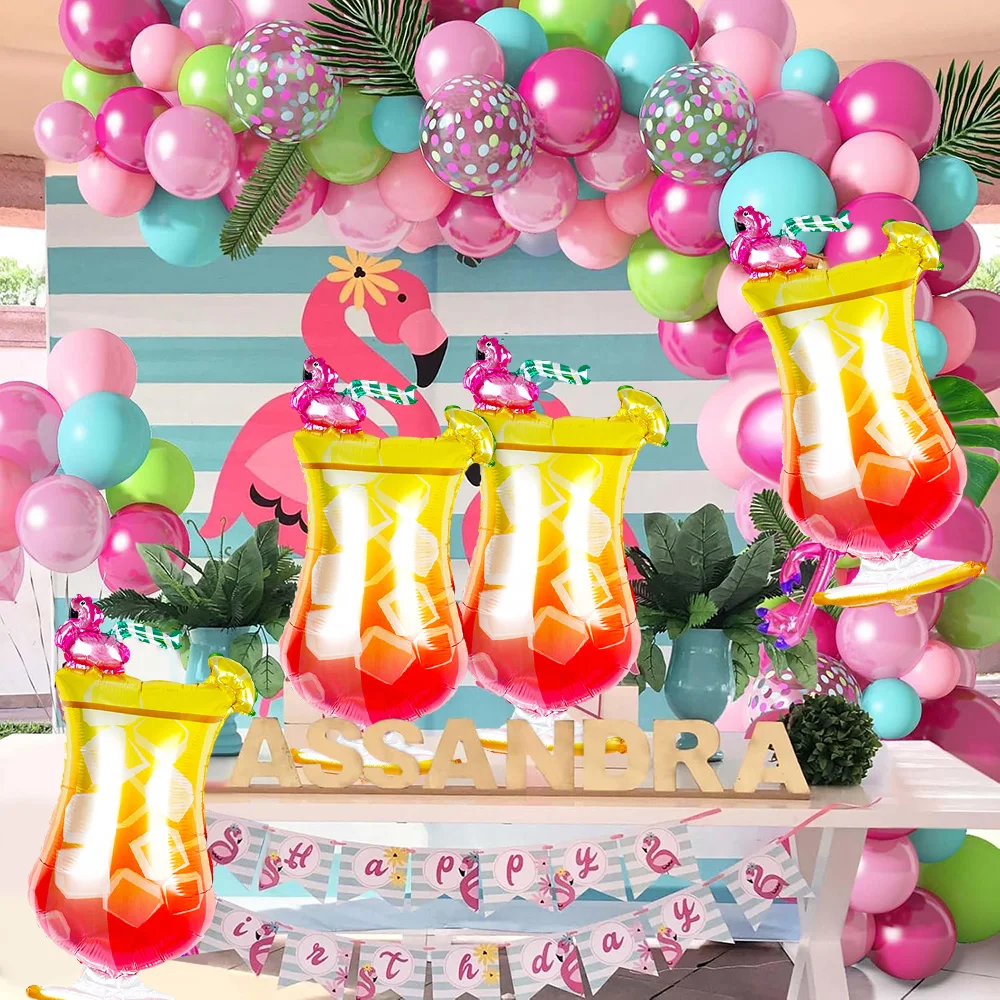 4-Pack Flamingo Cocktail Balloons, Flamingo Cocktail Foil Balloons, Suitable for Summer Parties, Birthday Party Decorations, Summer Parties, Beach Parties, Friend Gatherings, Graduation Parties, Graduation Season Decorations, Oktoberfest, Bar Parties, Nightclub Party Decorations, Tropical Party Balloons, Hawaiian Style Parties, Bachelor Parties, Cocktail Parties, Seaside Vacation Decorations