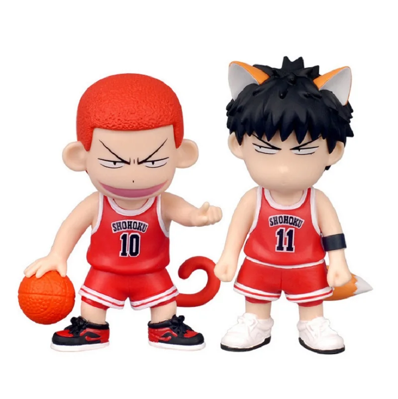 8.5cm Anime Figure SLAM DUNK Shohoku Basketball Player Q Ver. Doll 10# Monkey Hanamichi Sakuragi 11# Fox Rukawa Kaede PVC Toy