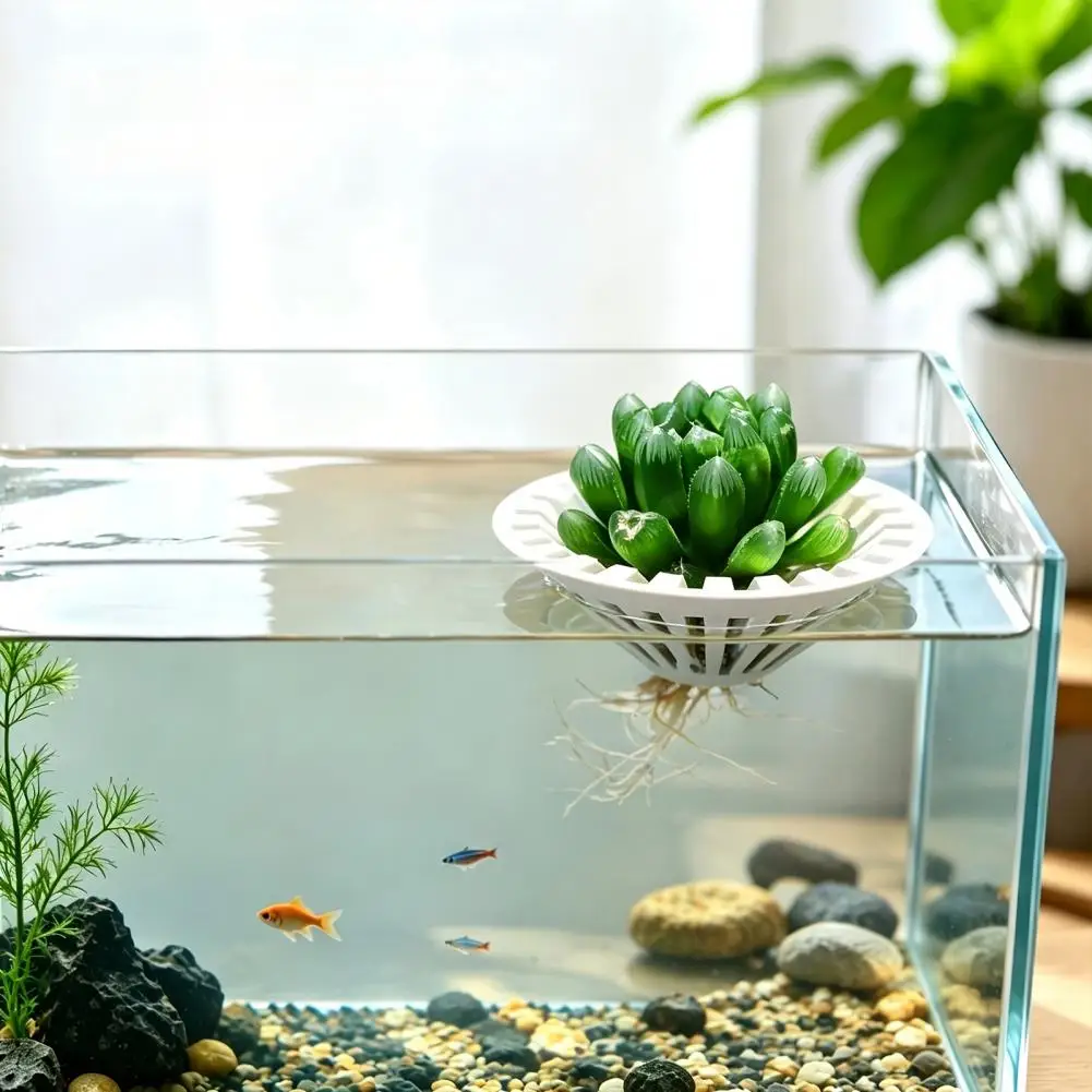 Aquarium Hydroponic Planter 3d Printed Floating Aquarium Plant Holder Hydroponic Planter Basket for Fish Tanks Aquascape