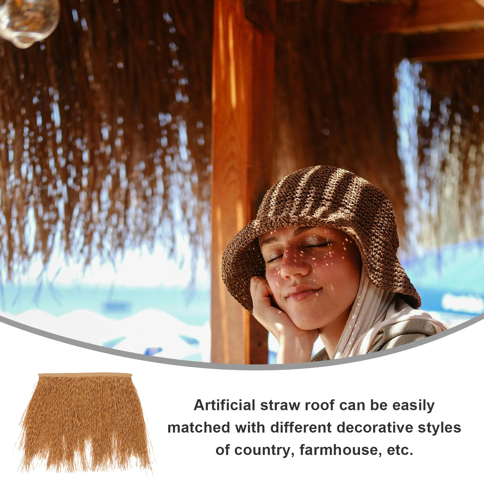 

Artificial Straw Thatched Roof Simulation Garden Yard Decoration for Landscape Hut Bar Restaurant Wall Decor Thatch Roofing