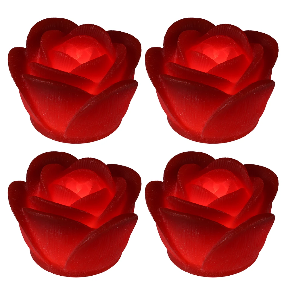 

4pcs Lamp Red Rose Lamp Flickering Led Candles Electric Flameless Decorative Home Lighting
