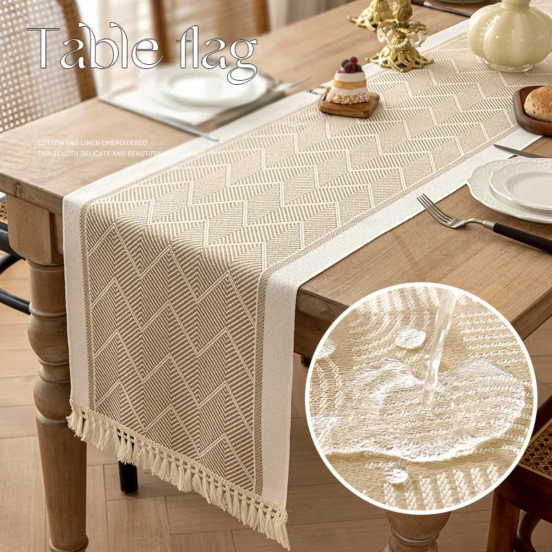 Table à manger minimaliste nordique avec tissu à longue bande, Table à thé, armoire latérale, décoration en tissu de couverture, nouveau drapeau de Table étanche