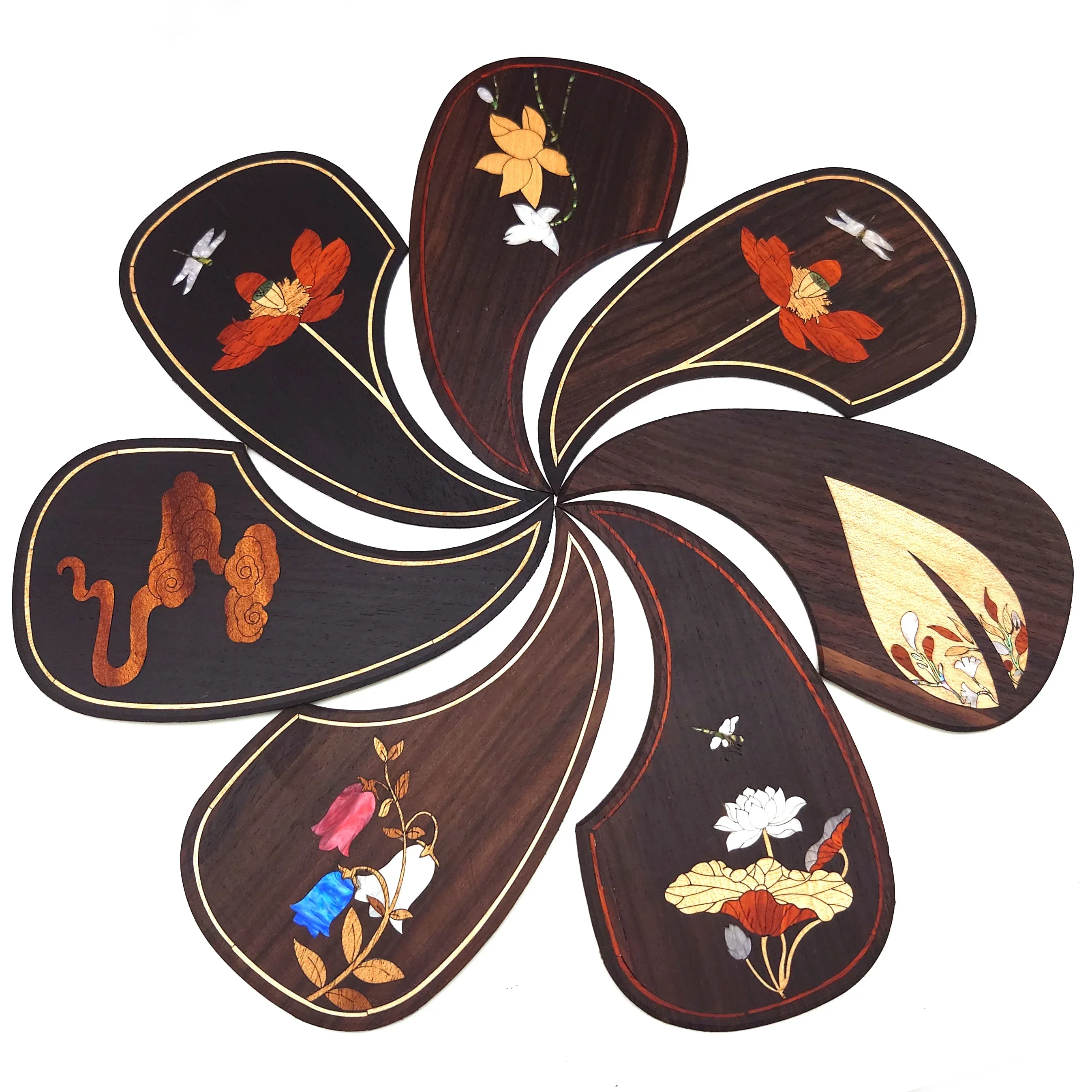 Soild Rosewood Acoustic Guitar Pickguard Solid Wood Inlaid Inlaid Abalone Flower for D-45 or 40-43 Inches Guitar Scratch Plate