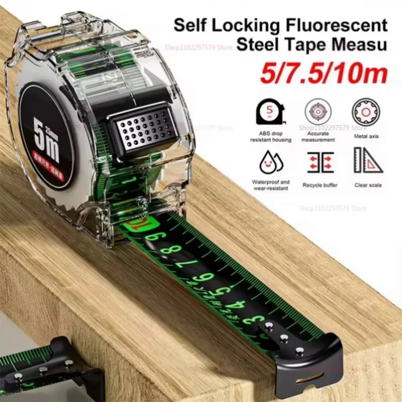 

5M7.5M10M Laser Inkjet Coding Box Self Lock Tape Measure Fluorescent Wide Ruler Construction Engineering Tools