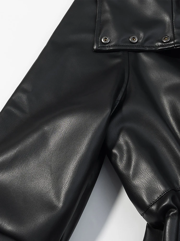 Giacca in similpelle a maniche lunghe con vita doppiopetto versatile in stile europeo e americano autunno nuova moda femminile