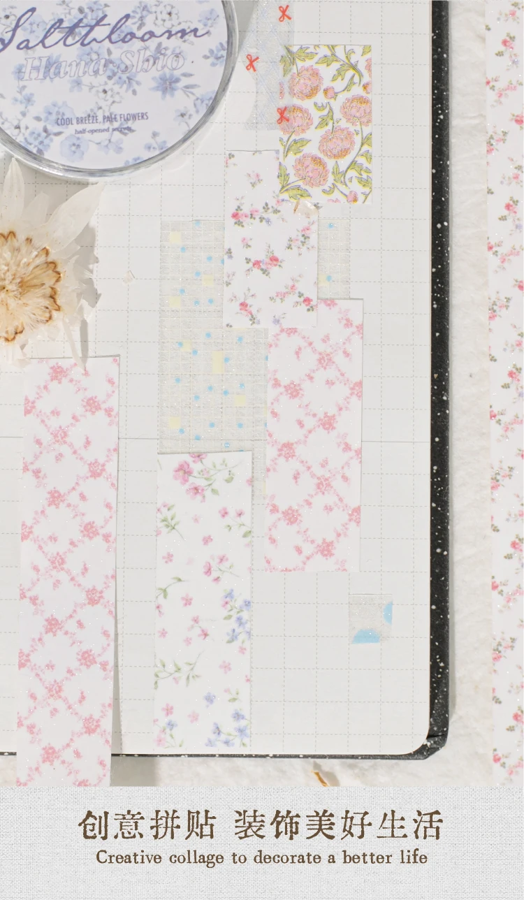Journal GO Washi-Tape mit Blumenmuster, dekoratives Masking-Tape für Karten, Scrapbook, Planer, Dekoration, Schreibwaren, 1,5 cm x 2 m – Detail 6