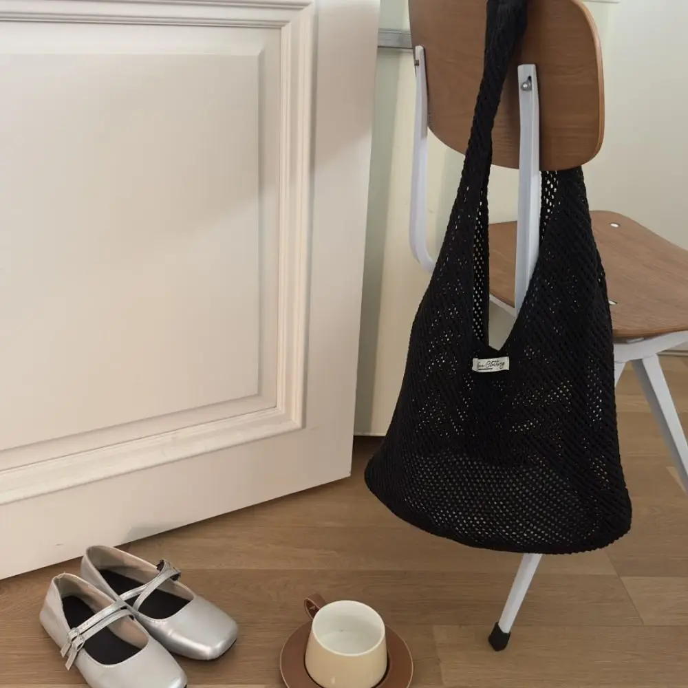 

Simple Shoulder Bag Knitted Bag Bohemian Hollowed Out Weave Bag Handbag Large Capacity Beach Bag Beach