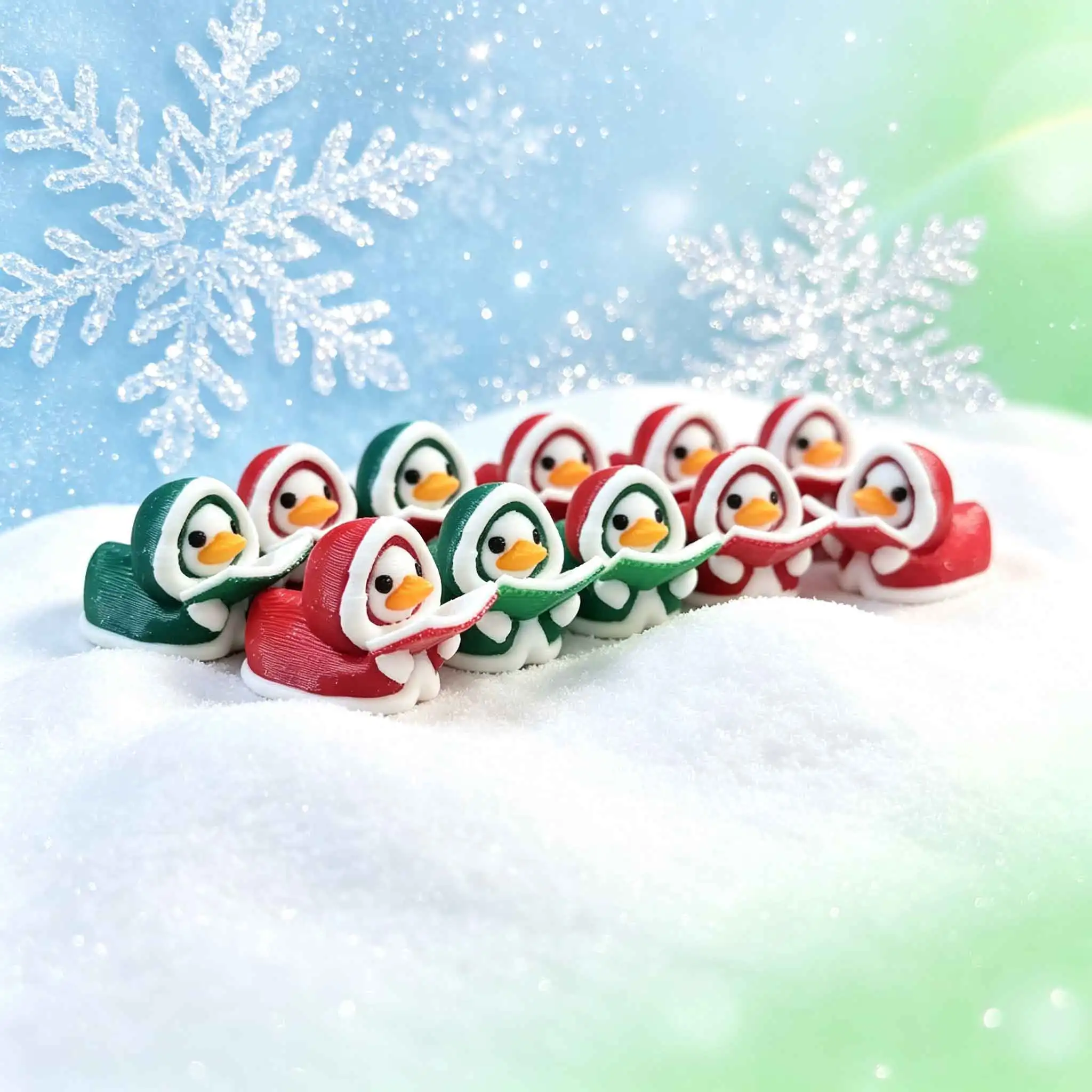 3D Printed Christmas Carol Duck Mini Figurine Desktop Ornament Xmas Micro Landscape Home Decoration Holiday Gift(50pcs)