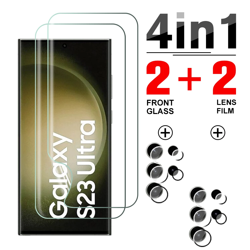 Màn Hình Mặt Trước Hydrogel Phim 4in1 Dành Cho Samsung Galaxy Samsung Galaxy S23 Ultra 5G Bảo Vệ Ống Kính Camera Sumsung S 23 S23 Plus s23Ultra Không Kính