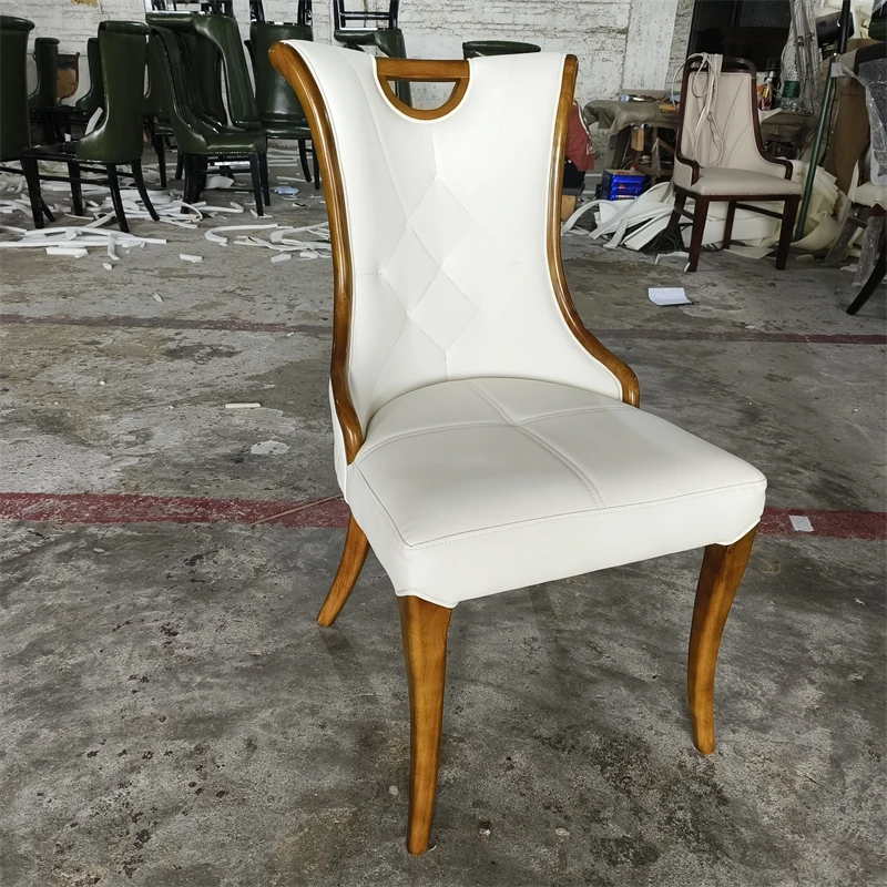 

Modern Simple Home Restaurant Leisure Dining Chair Solid Wood Hotel Soft Bag European Box Back Chair