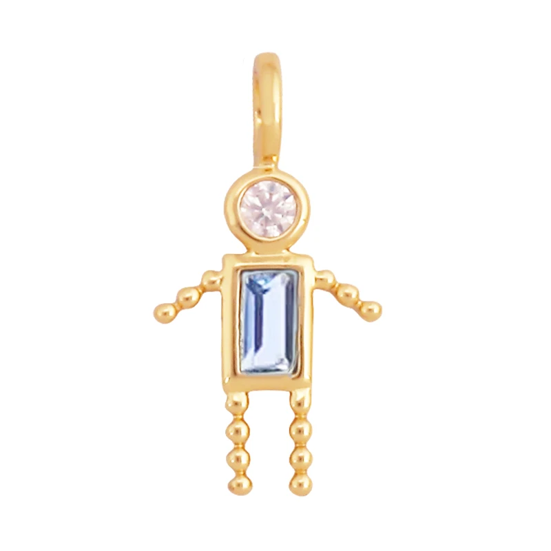 Trendy Love Boy Girl Geburtsstein Zirkonia Charm Anhänger, echte 18K Gold Halskette Armband für DIY handgemachten Schmuck Versorgung S04 – Detail 16