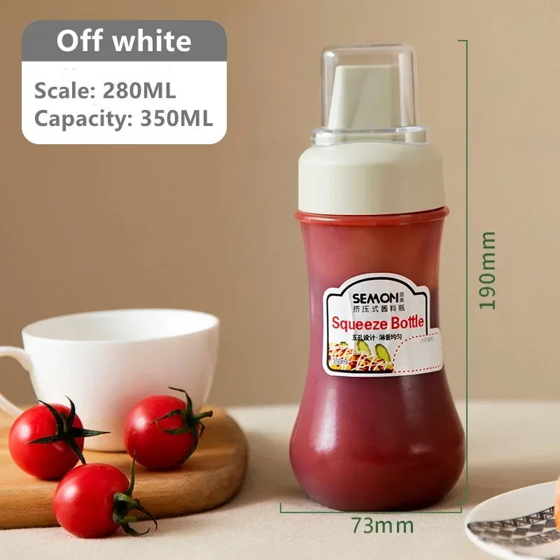 350ML Sauce Squeeze Bottle Five Hole Plastic Ketchup Bottle Sauce Honey Dispenser Container Kitchen Condiment Olive Oil Bottles