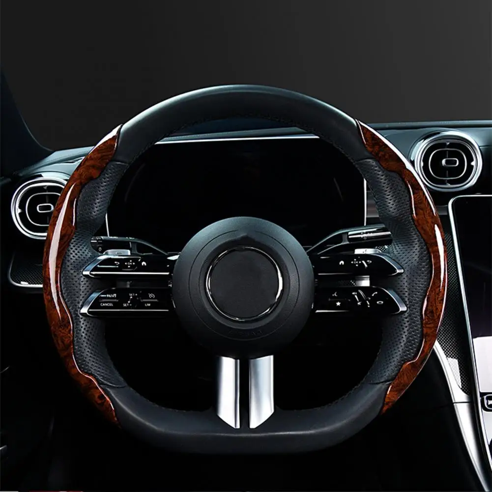 1 Pair Steering Wheel Cover Peach Wood Grain Segmented Universal Auto Steering Wheel Protector Car Interior Accessories