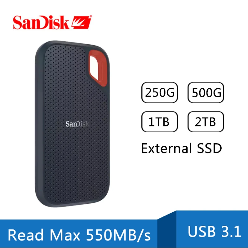 محرك الأقراص الصلبة الخارجي SanDisk Type-c المحمول 4 تيرا بايت 1 تيرا بايت 500 جيجابايت 1050 ميجابايت/ثانية PSSD USB 3.1 HD القرص الصلب 2 تيرا بايت قرص الحالة الصلبة لأجهزة الكمبيوتر المحمول