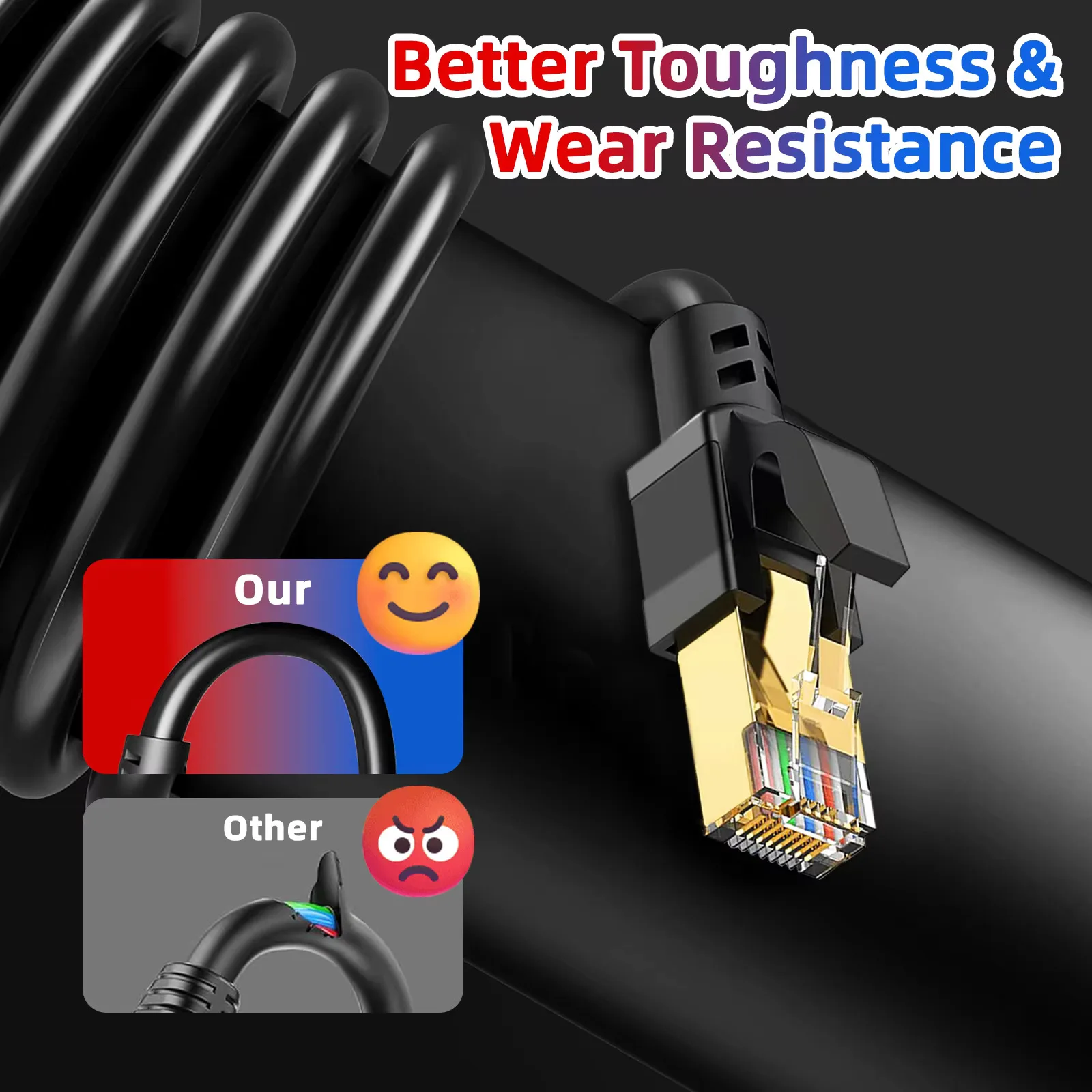 كابل إيثرنت CAT8 40Gbps RJ45 SFTP كابل شبكة الإنترنت 1/2/3/5/10/20 متر كابل سلك توصيل محمي عالي السرعة إيثرنت CAT 8