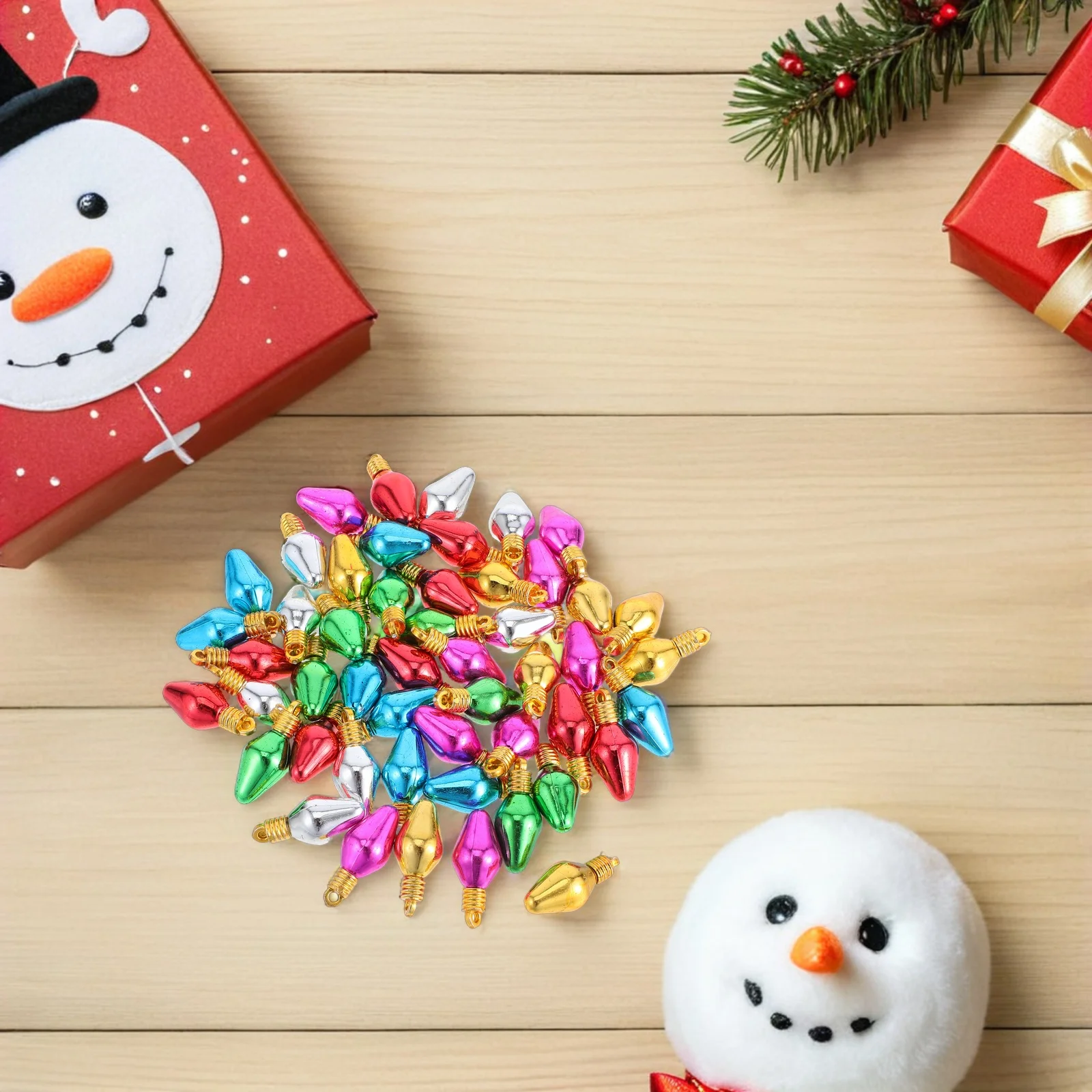 

50 Pcs Christmas Decoration Lamp Beads Garland Jewelry Hanging Light Pendant Charms Earring Bulb Tree Bulbs